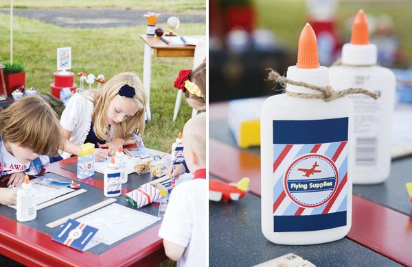 Airplane party with back to school supplies printables
