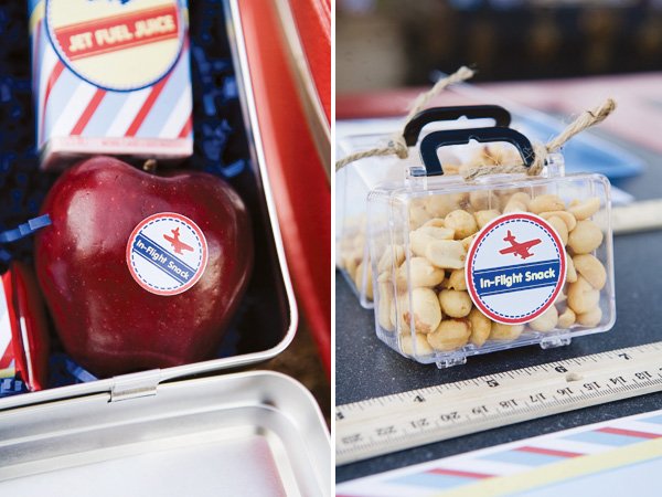 Airplane party snack food with sticker printables