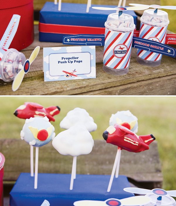 Propeller push pops and airplane cake pops