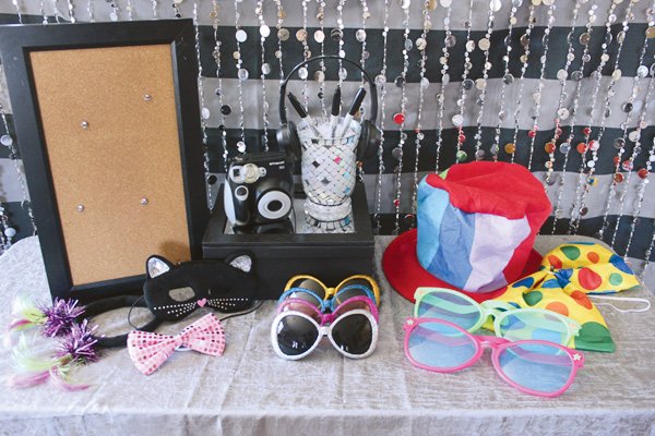 teen party photo booth prop table 
