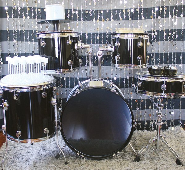 teen party s'mores display on a drumset 
