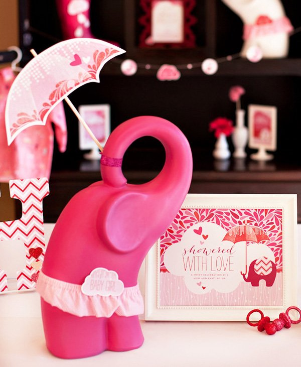 pink elephant baby shower decoration