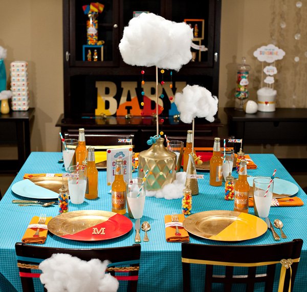 retro rainbow baby shower from hostess with the mostess