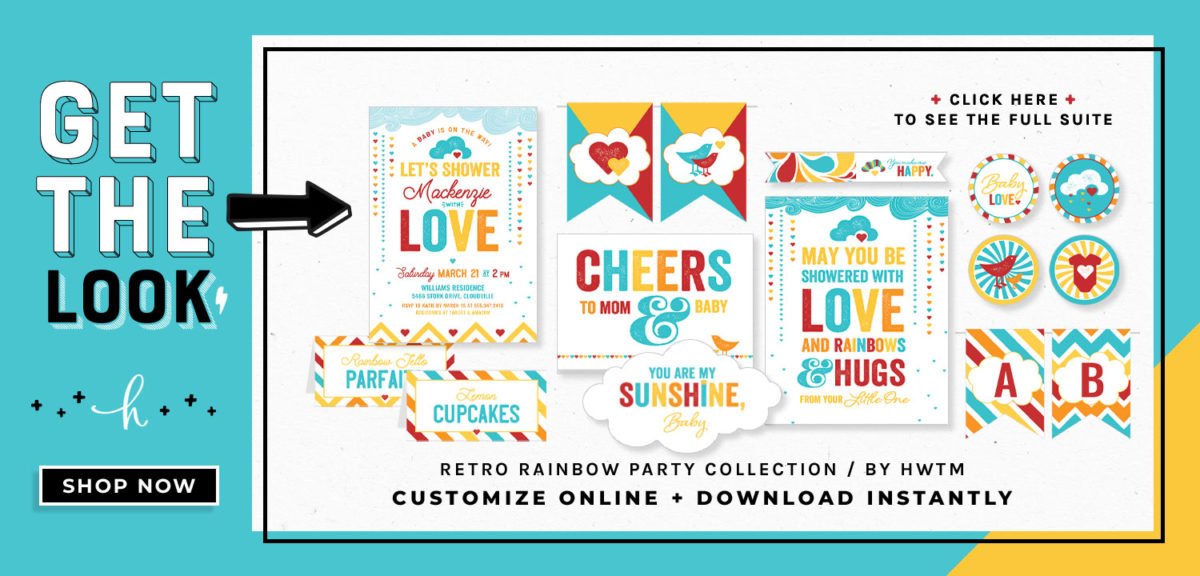 Retro Rainbow Baby Shower {Using HWTM Printables!} // Hostess with the ...
