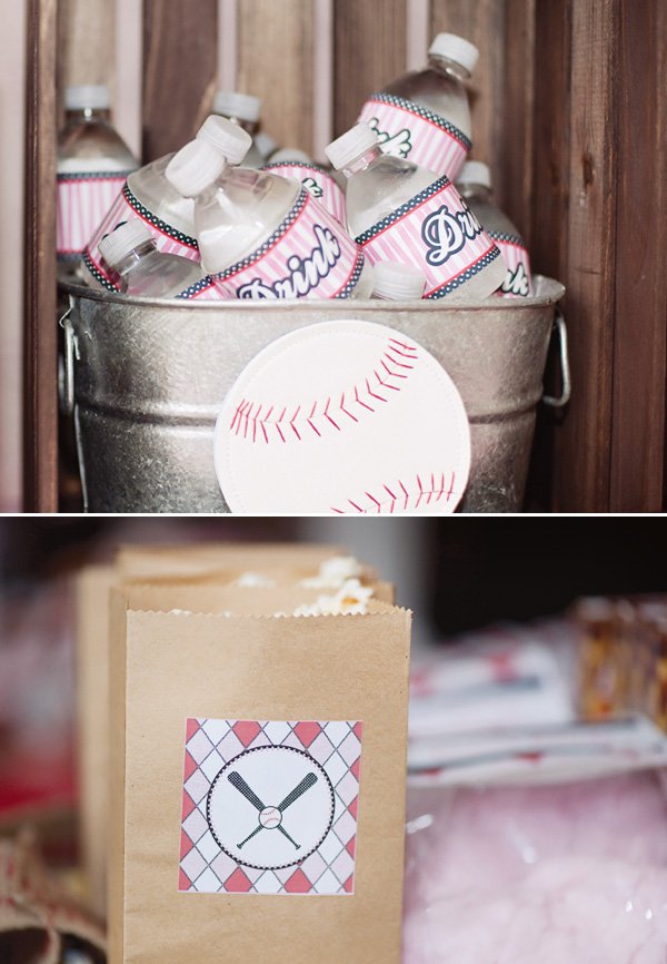 baseball party popcorn labels
