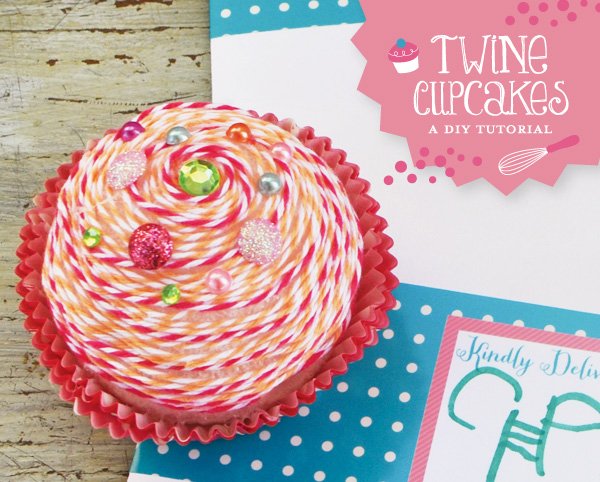 twine cupcake DIY tutorial