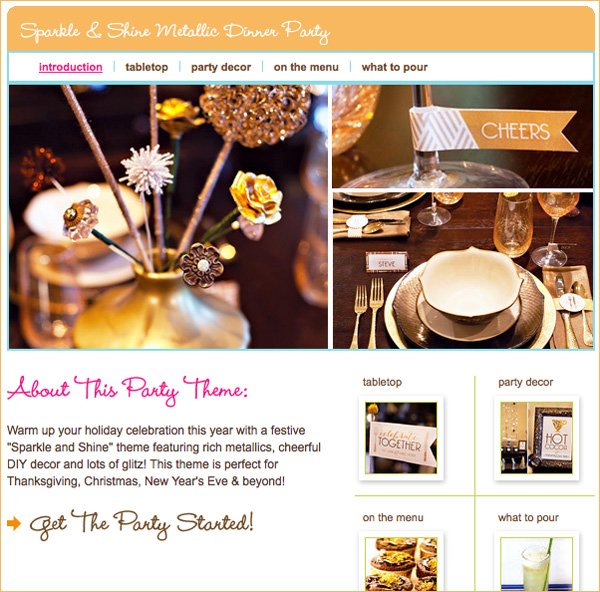 sparkly gold metallic dinner party