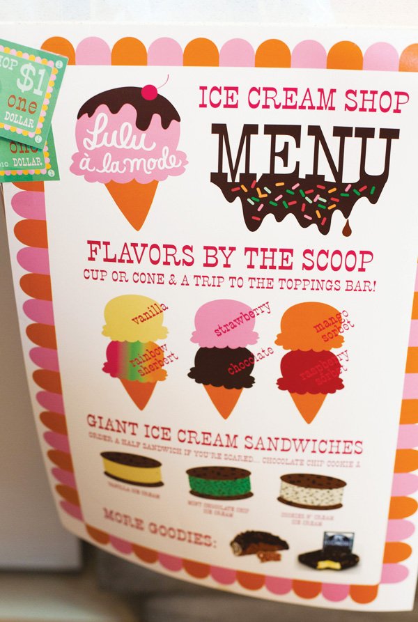 ice cream menu