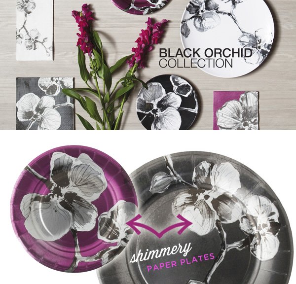 madhouse black orchid paper plates