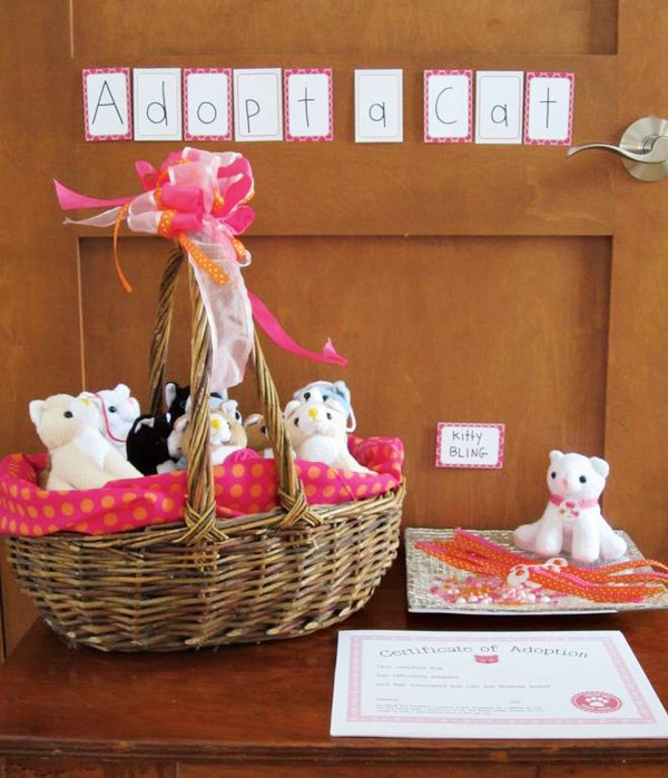 Adopt-a-cat party favors