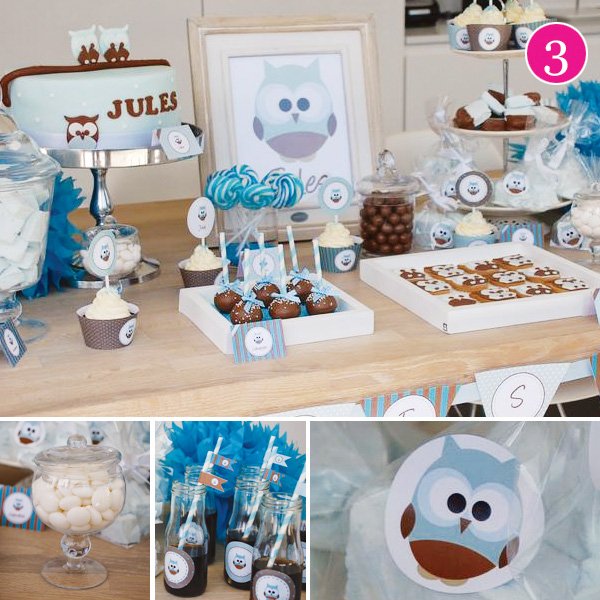 blue owl dessert table