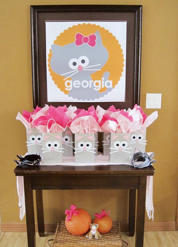 Kitty cat party favor bags