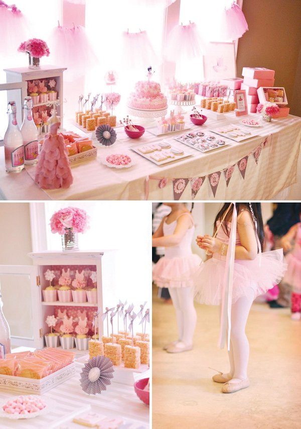 Pink ballerina dessert table