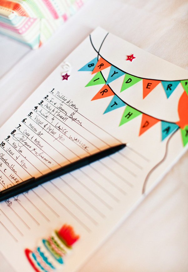 birthday guestbook with paper bunting