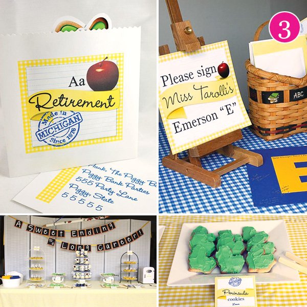 Yellow and blue retirement party