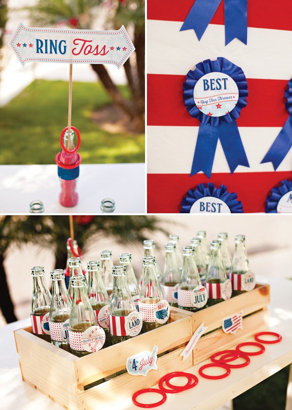 Ring Toss Game with Vintage Coke Bottles