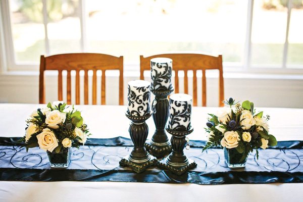 table with candles for a house warming party