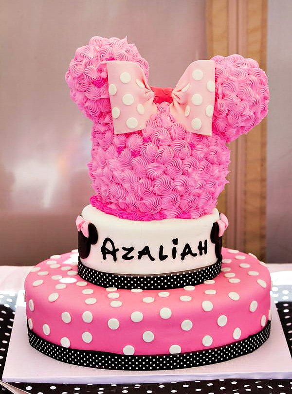 Pink Polka Dot Minnie Mouse Birthday Cake