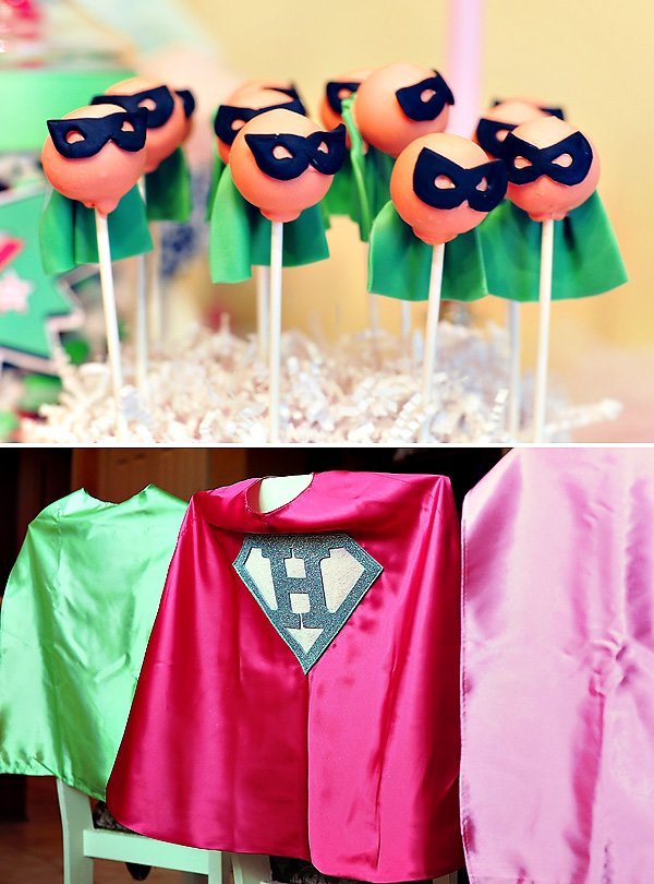 cape cake pops for a super girl party