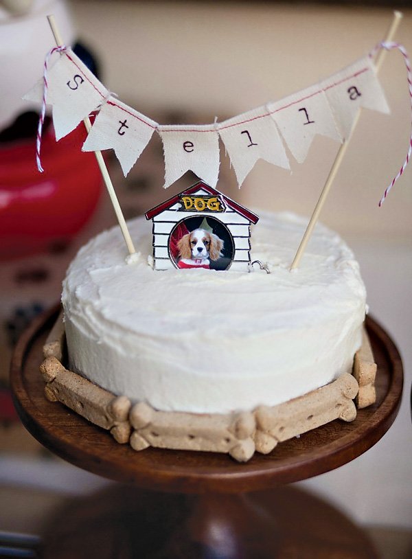 Puppy Cake with Dog Biscuits and Mini Bunting