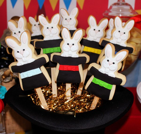 bunnies in black hat cookies
