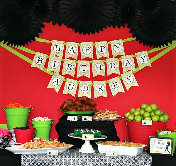 Red, Green & Black Food Table