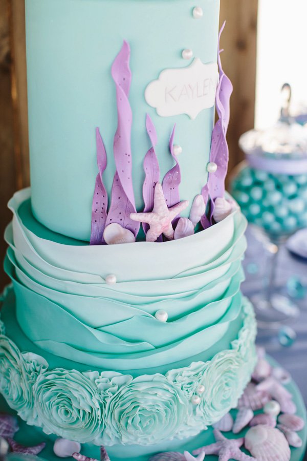 under the sea cake in ombre teal