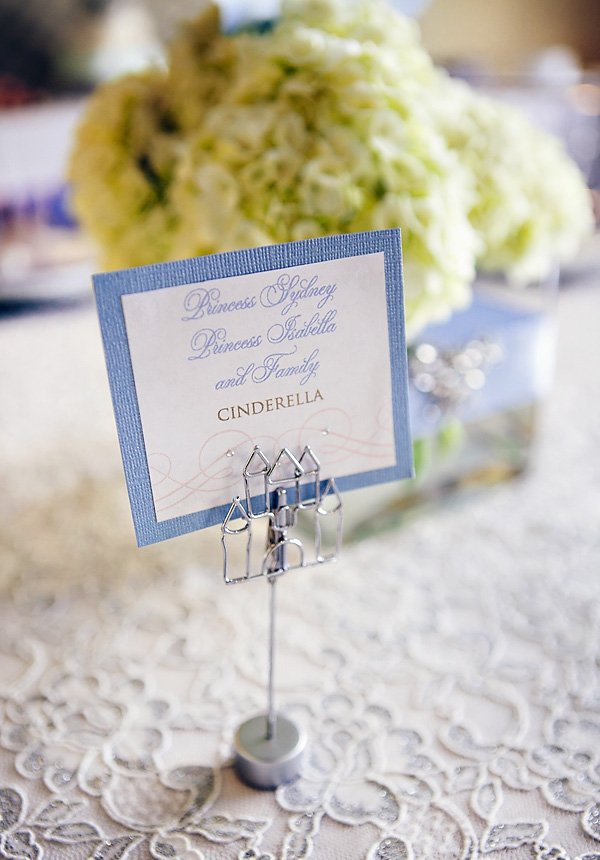 castle name card holder for a cinderella birthday party