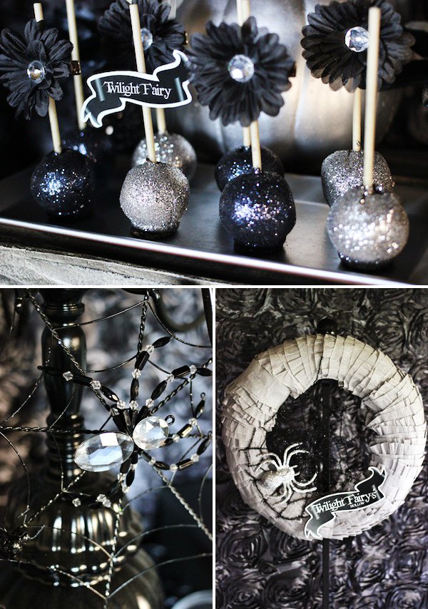 glitter cake pops for a twilight halloween party