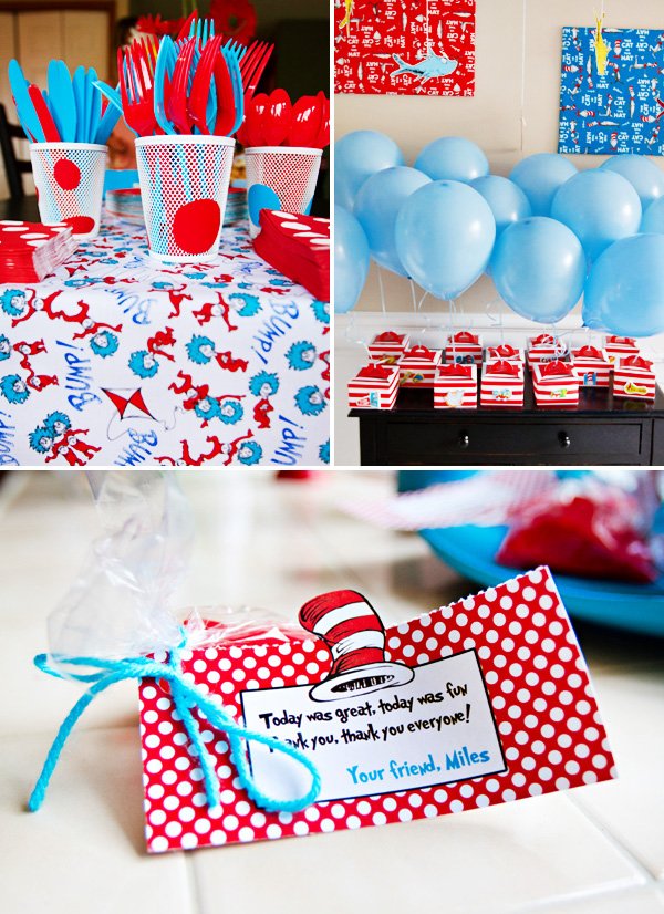 blue and red dr. suess party favor ideas