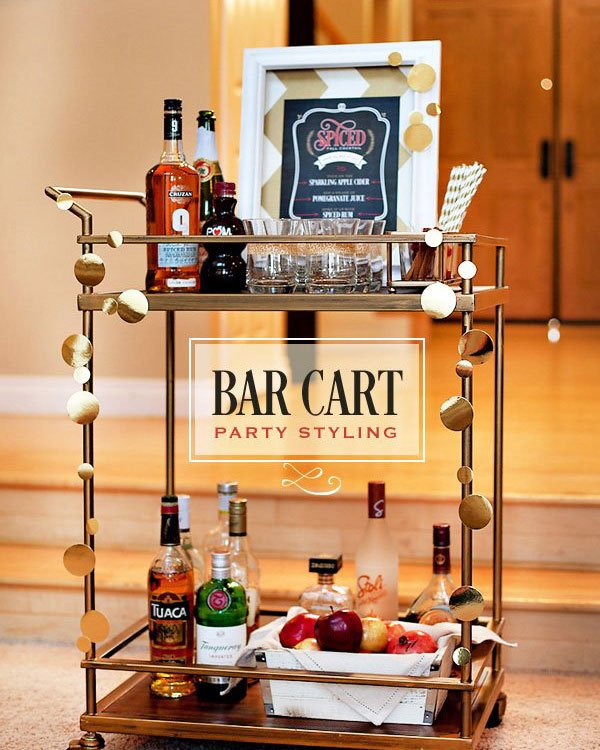 bar cart styling for a fall party cocktail