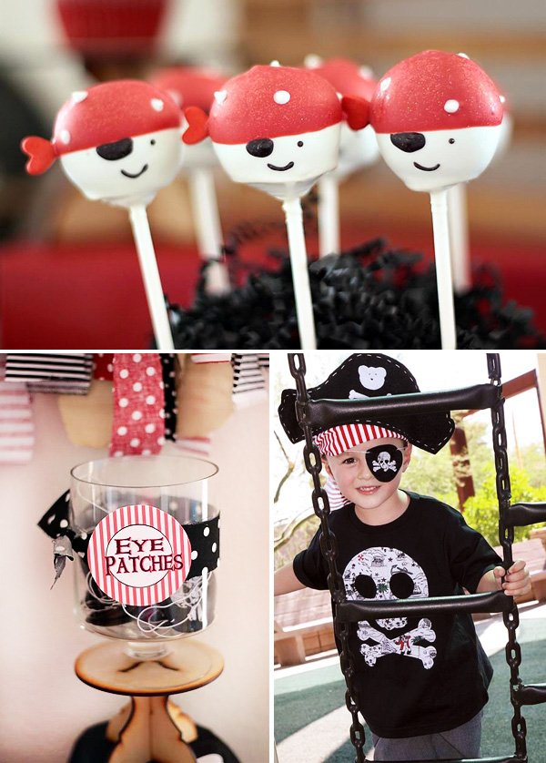 pirate birthday party cake pops and eye patches