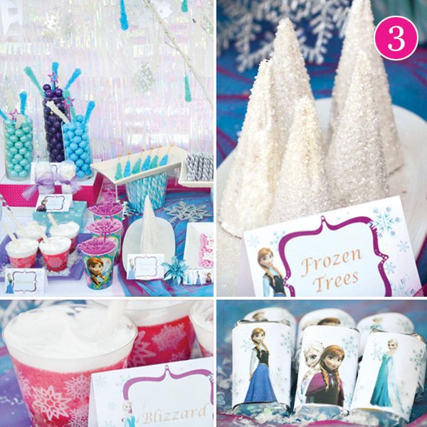 disney frozen party with printables and candy dessert buffet