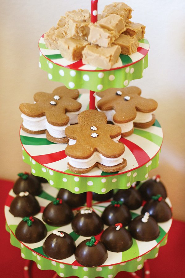 gingerbread cookie sandwiches, chocolate bon bons and maple fudge