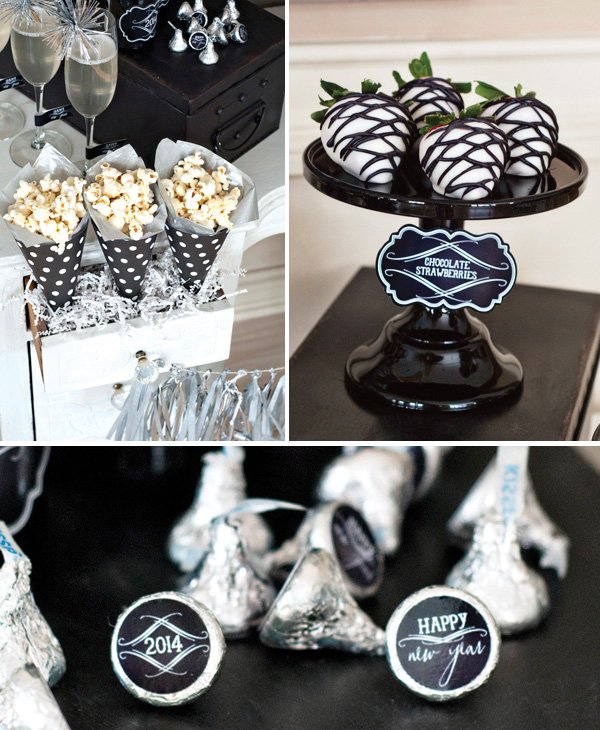 new years black and white party sweets