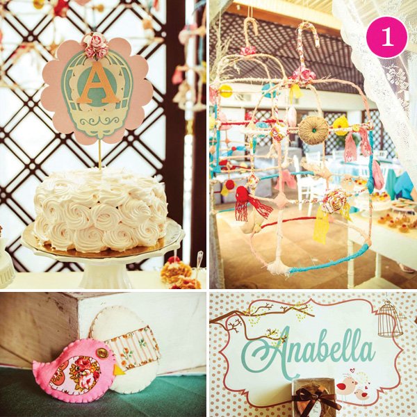 shabby chic bird and birdcage themed baby shower