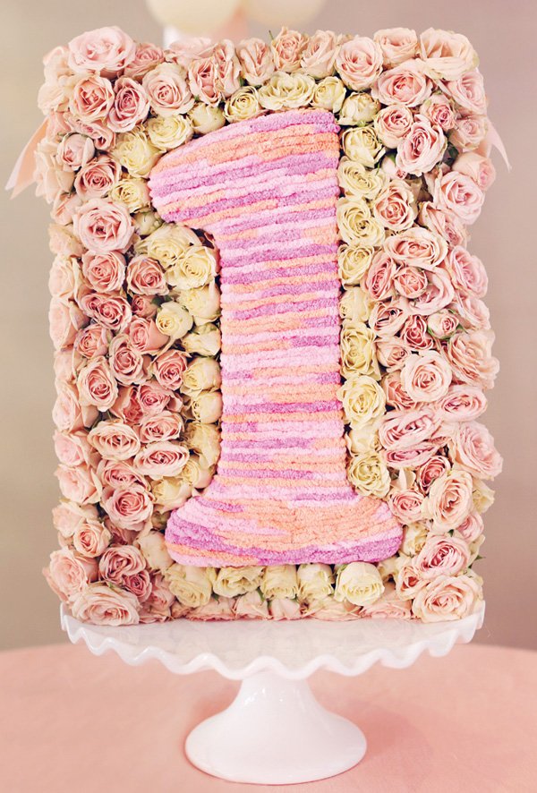 floral '1' first birthday sign