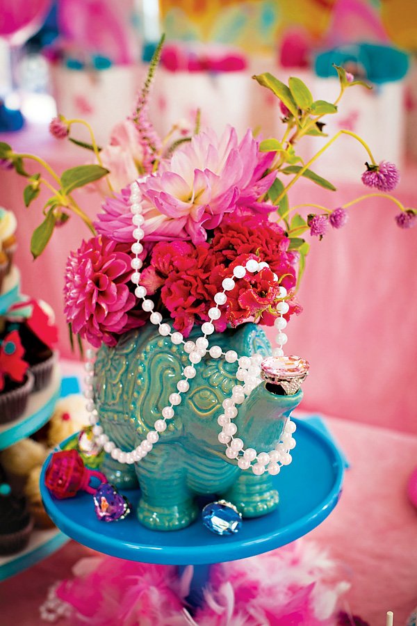 jewelry jungle elephant teapot floral centerpieces