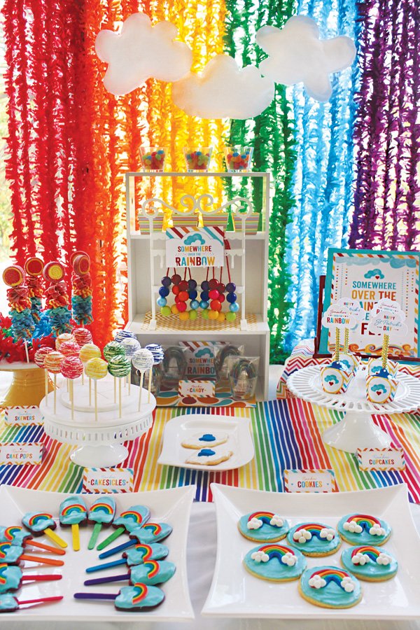 rainbow party st. patrick's day dessert table