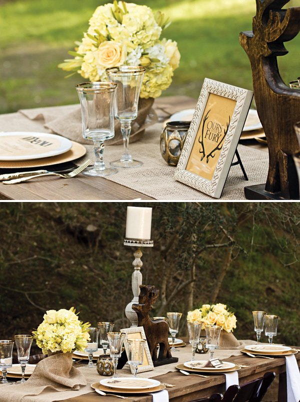 woodsy winter wedding tablescape