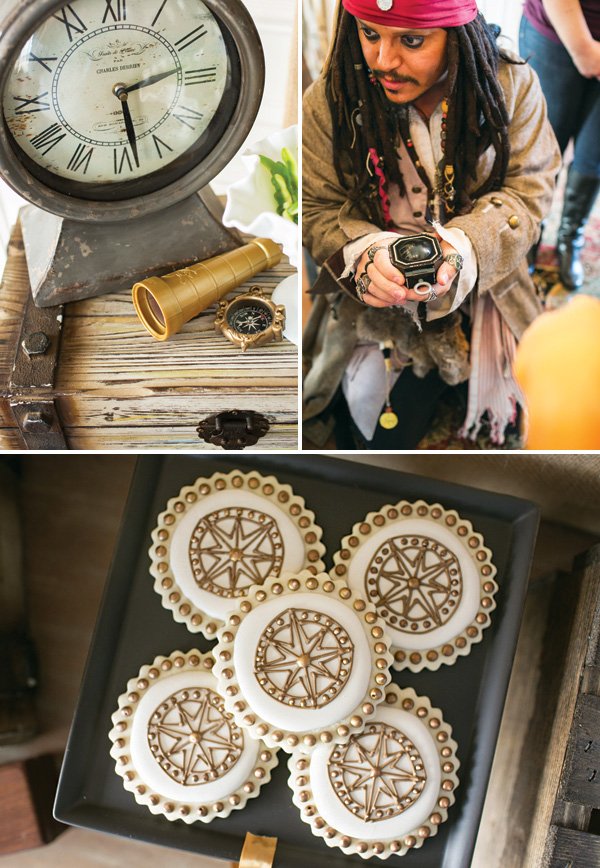 captain jack sparrow party character and compass cookies
