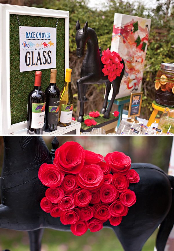 DIY Red Crepe Paper Roses - Kentucky Derby Wine Party