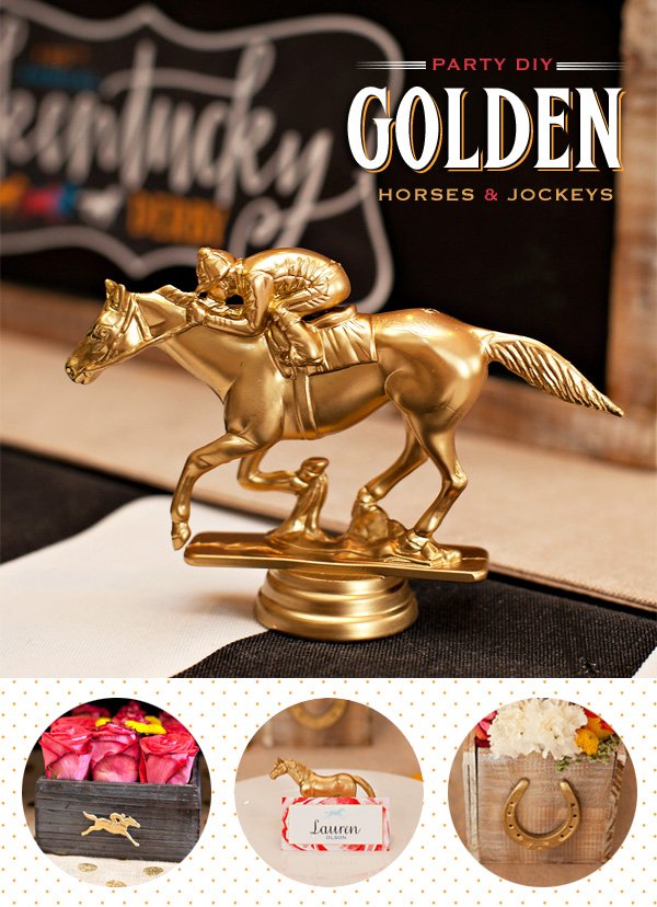 Kentucky Derby Party Decor - Gold Painted Horses and Jockeys