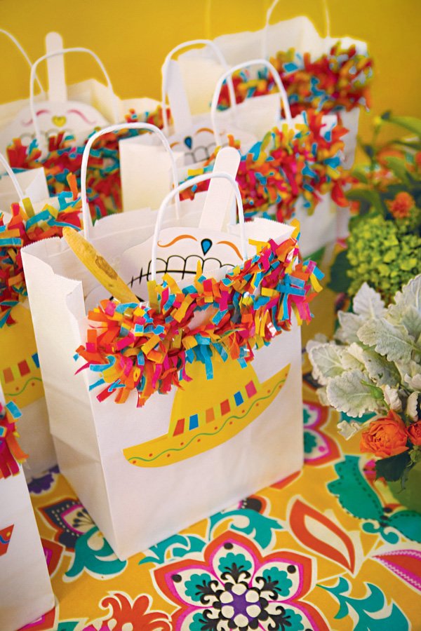 mexican piñata confetti decorated party favor bags