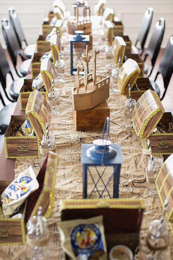 pirate tablescape and ship centerpiece
