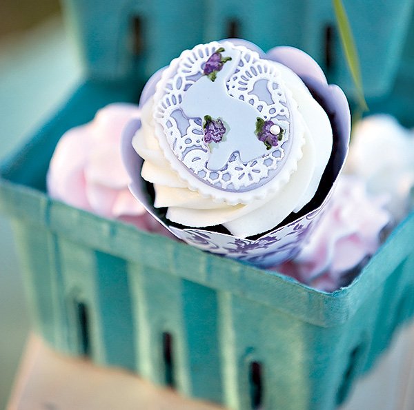 purple bunny rabbit and lace cupcake