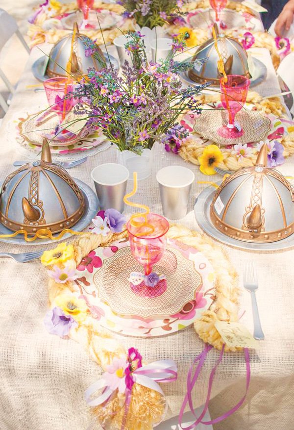 rapunzel princess tablescape