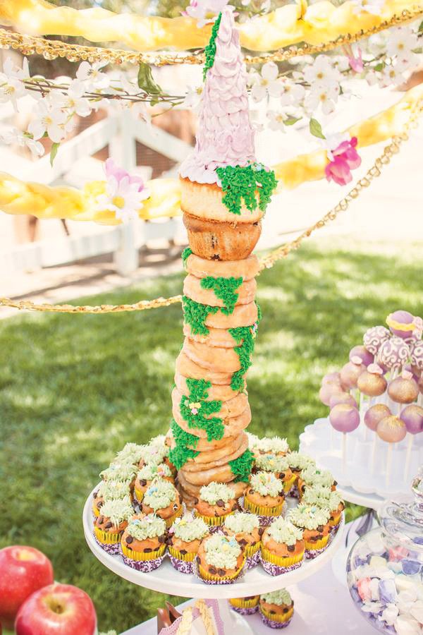 towering rapunzel castle cake