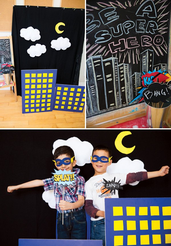 DIY super hero skyline photo booth