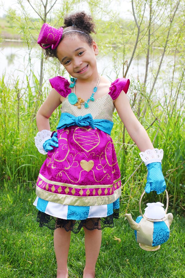 Child/'s Girls Cute Ever After High Madeline Hatter Dress Costume